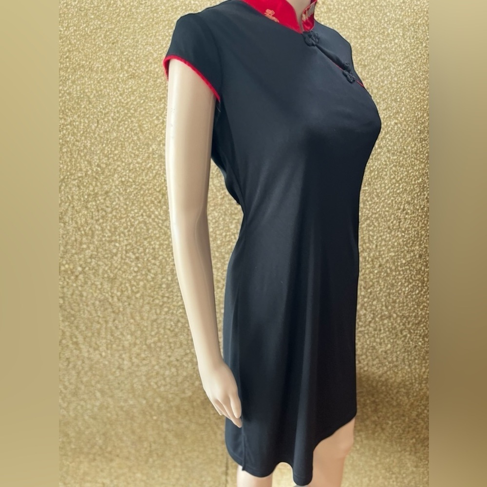 Hollywood glam cheongsam asian Inspired Mandarin Collar knee length dress-M - Picture 5 of 9